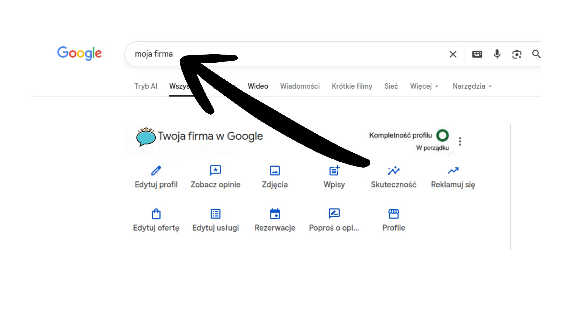 Wyszukiwanie moja firma w Google